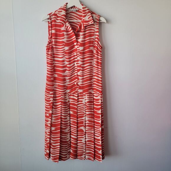 Cabi womens  Brushstroke Tank Sleeveless Dress size S Red/White Pleated Skirt - Picture 1 of 7